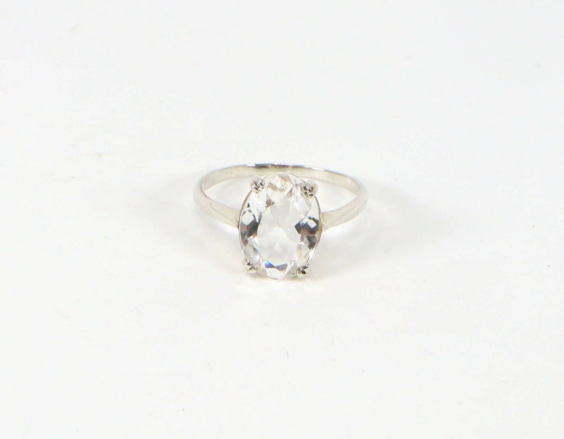Vintage Silver & CZ Solitaire Statement ring.
