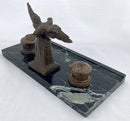 French Empire Style Gilt Metal & Portoro Marble Inkstand, After L&F Moreau.