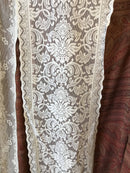 "Grace" Antique Style Cream Cotton Lace Curtain Panelling Sold By The Metre - 12 Inches Wide