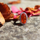 Handmade 18ct Fire Opal & Diamond Cluster