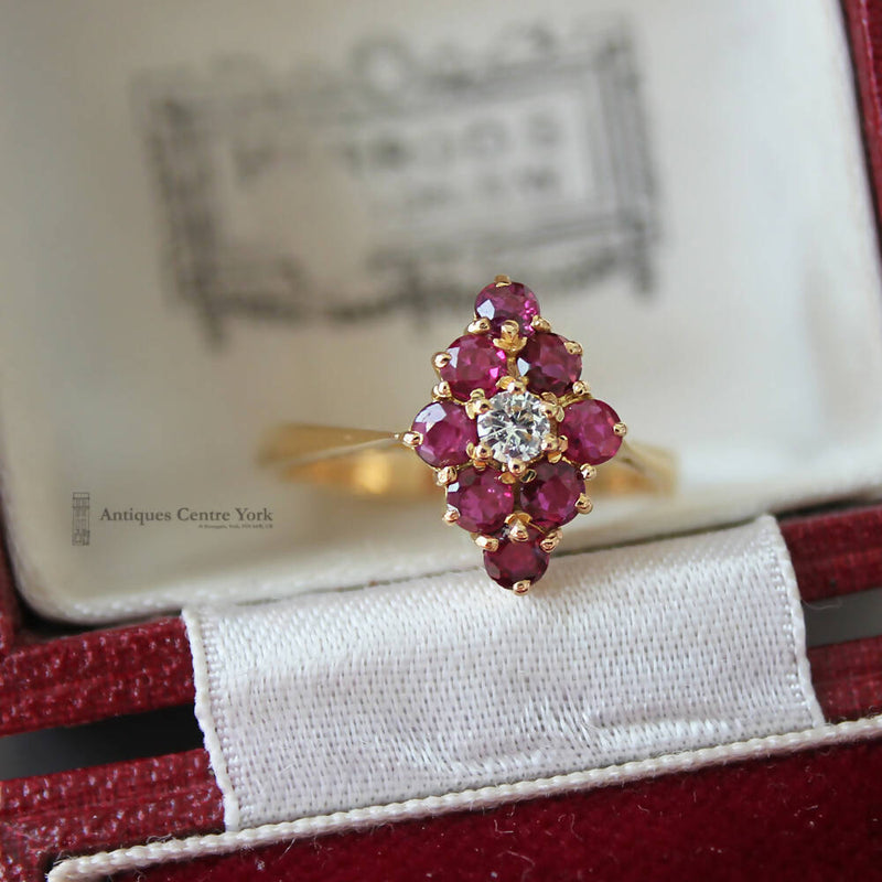 1970's 18ct Ruby & Diamond Cluster Ring