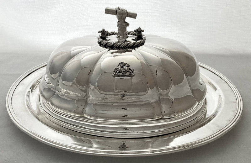 Old Sheffield Plate Dome with Silver Armorial & Handle for Robert Stephenson, Civil & Railway Engineer, Builder of the Rocket Locomotive.