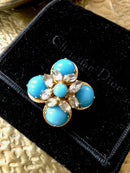 Vintage 1968 Christian Dior Cabochon & Rhinestone Brooch, rare collectible