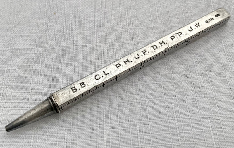 George V Novelty Silver Ruler Pencil of Golfing Interest. Birmingham 1925.