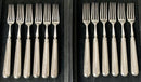 Georgian, George III, Crested Silver Dessert Knives & Forks for Twelve Persons. London 1799 & 1801 Moses Brent.
