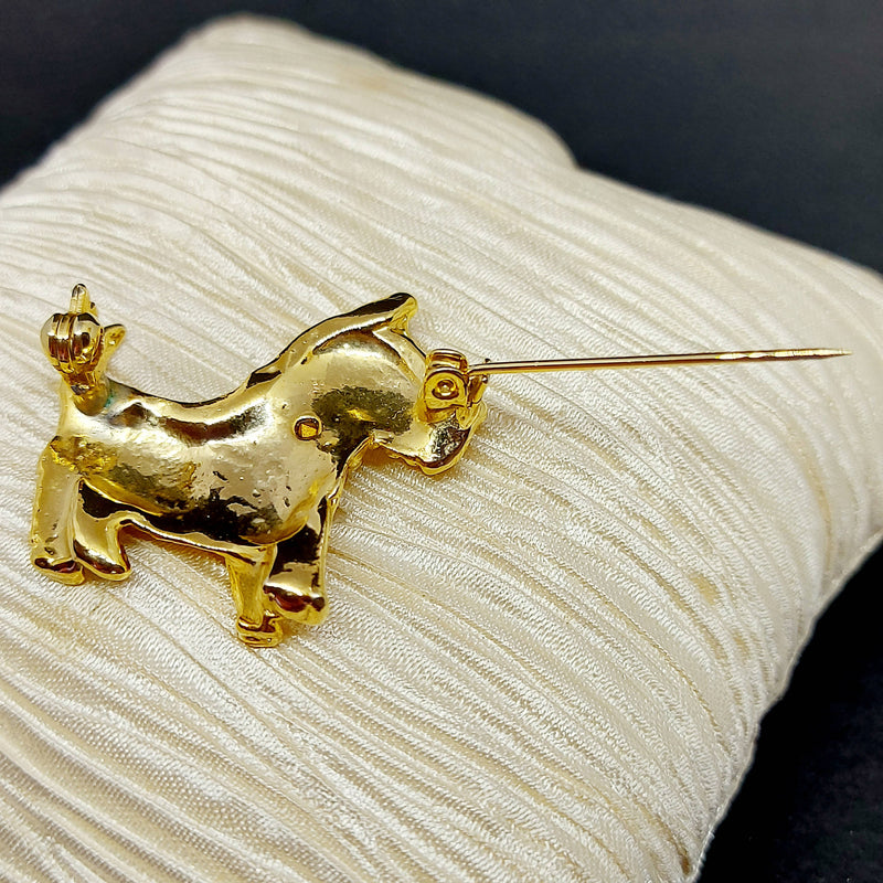 Vintage 'Scottie Dog' Gold Tone Brooch