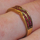 9ct gold ruby crossover ring, size O
