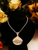New 925 Sterling Silver Fan Necklace 16"