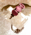 New Sterling Silver Pink Sapphire & Diamond Trilogy Ring - Size N/O