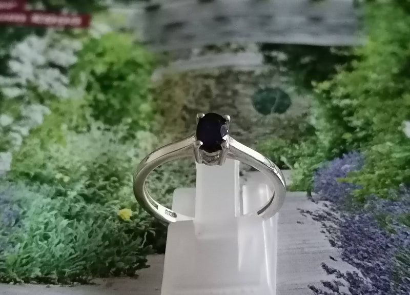 New 0.520Ct Blue Sapphire Sterling Silver Ring- Sizes N/0 & P/Q