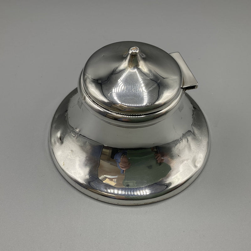 Edwardian silver capstan inkwell