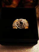 New Alexandrite and Natural Cambodian Zircon Ring in Platinum and Yellow Gold Overlay Sterling Silver