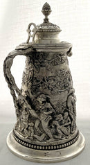 Victorian Teniers Style Silver Plated Wine Jug. John Grinsell & Sons, Birmingham circa 1870 - 1890.