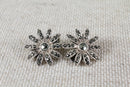 Silver & Marcasite Flower Clip on Earrings