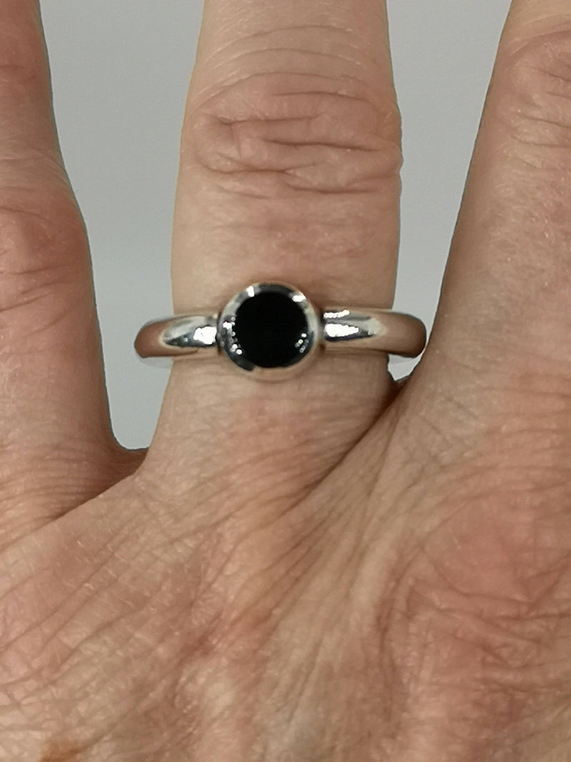 Silver & Onyx Solitaire Ring