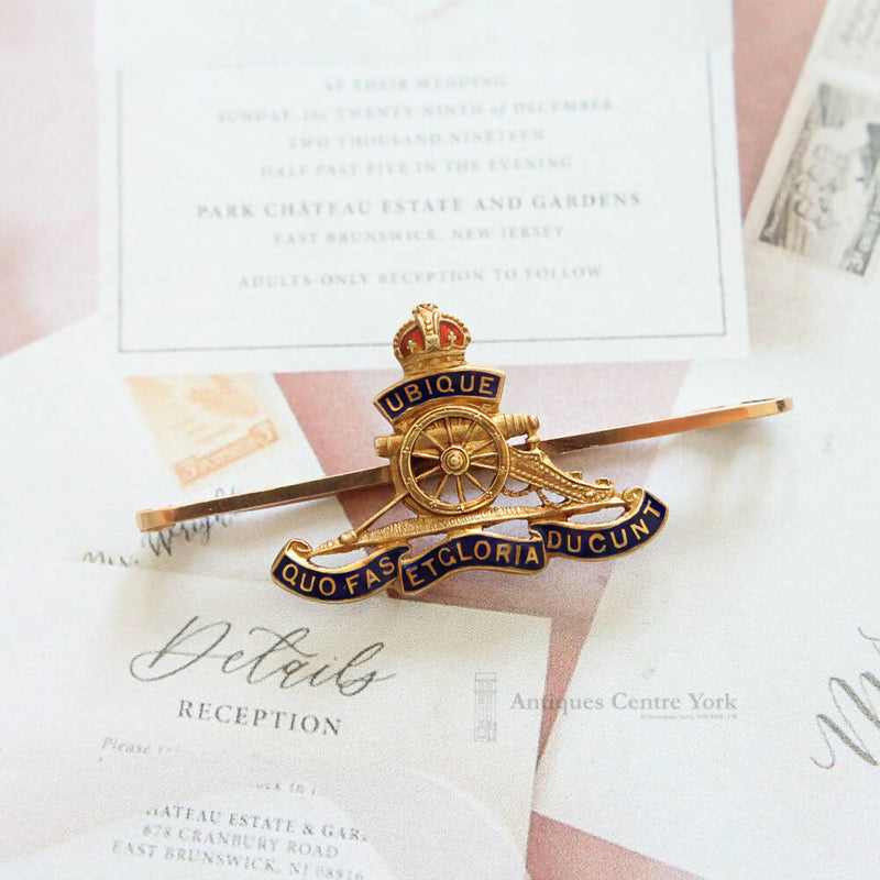 15ct Gold Royal Artillery Military Sweetheart Brooch