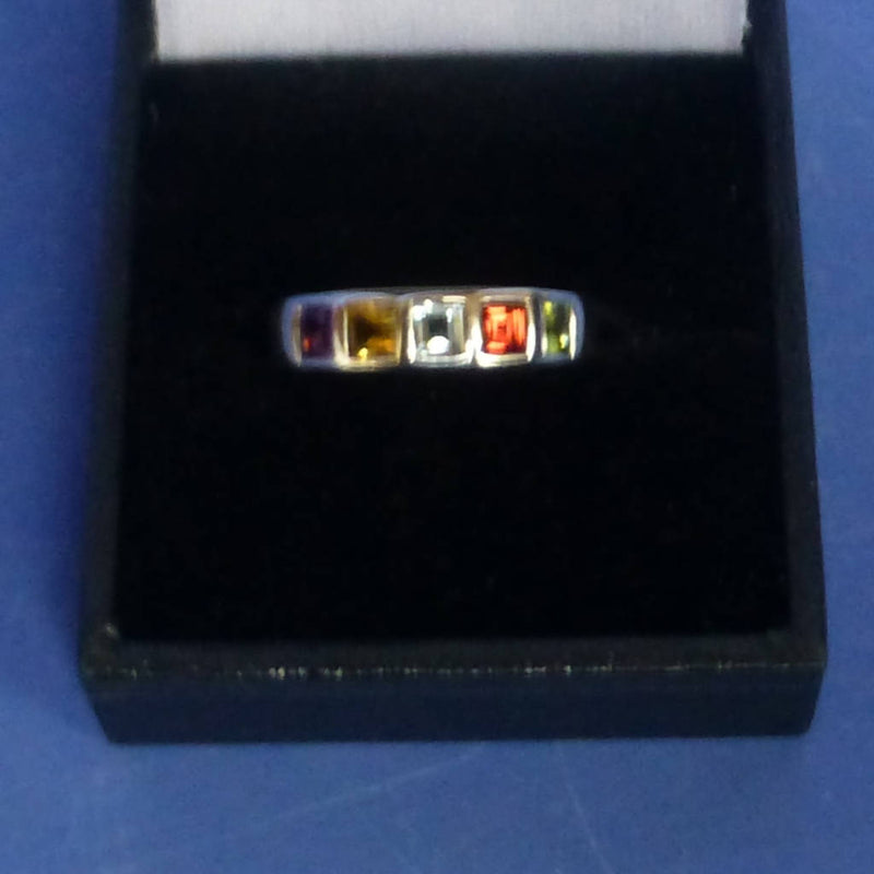 Silver Mixed Stone Channel Set Ring Size N