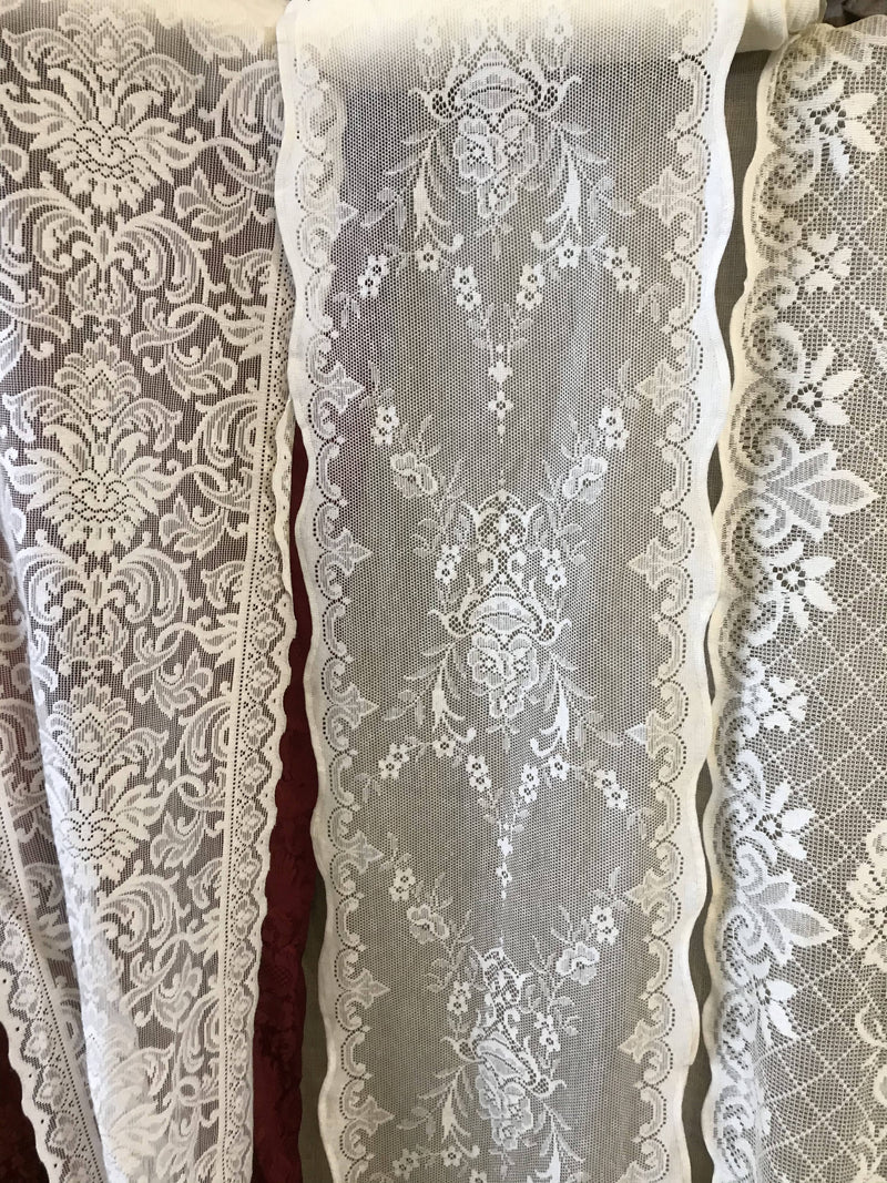Lucinda A beautiful Victorian Design White cotton lace 12" wide sold per metre