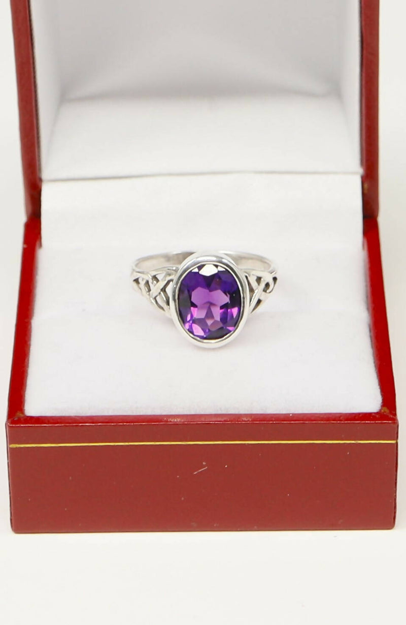 Silver & Amethyst Celtic Design Ring