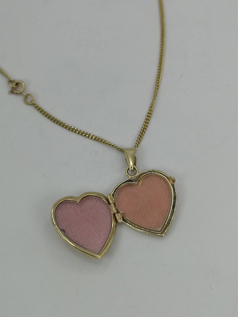 Vintage 9ct Gold Heart Locket & Chain