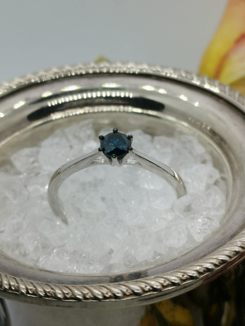 New 1/2 CT blue diamond solitaire ring (Size W)