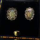 Silver Opalite and Diamond Earrings