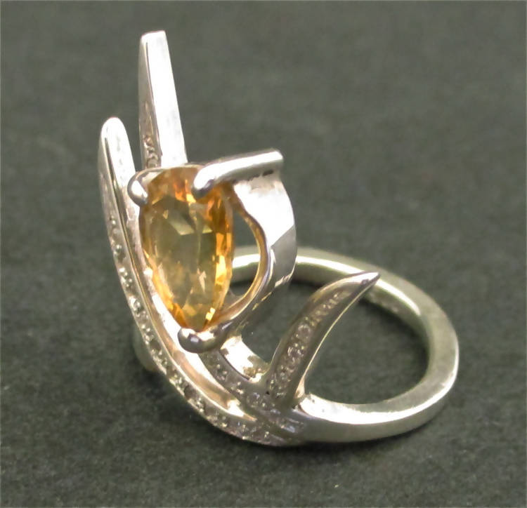Jake: Citrine and cz silver ring