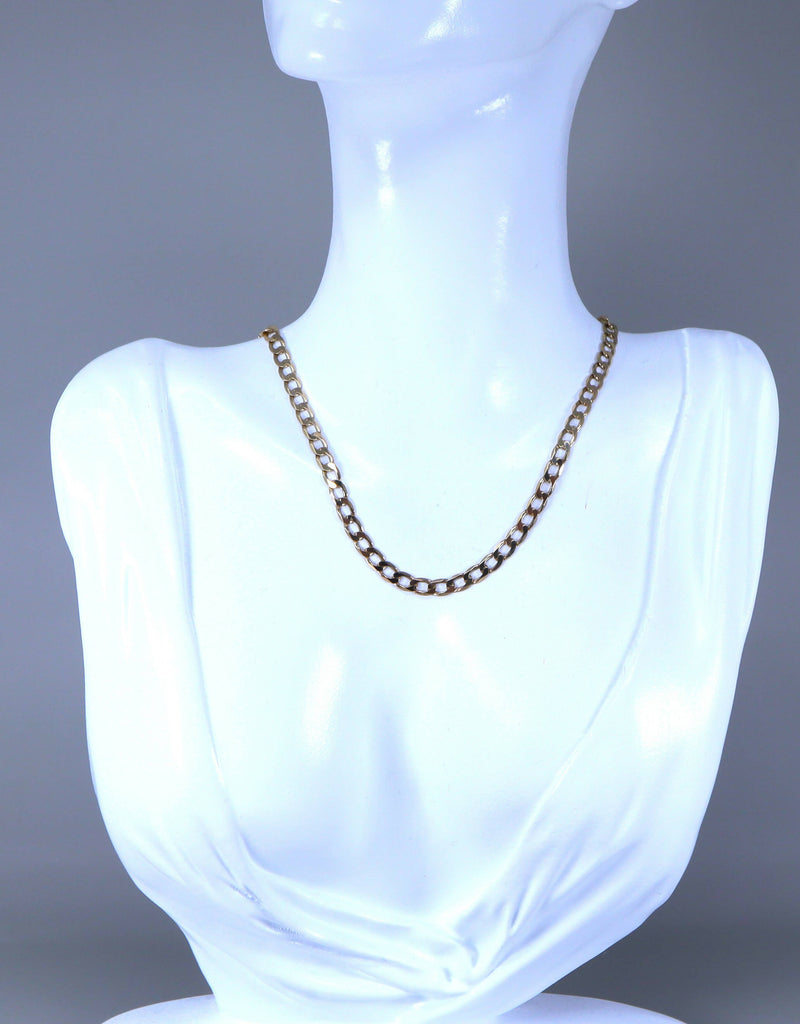 9ct Gold flat Curb Link Neck Chain.