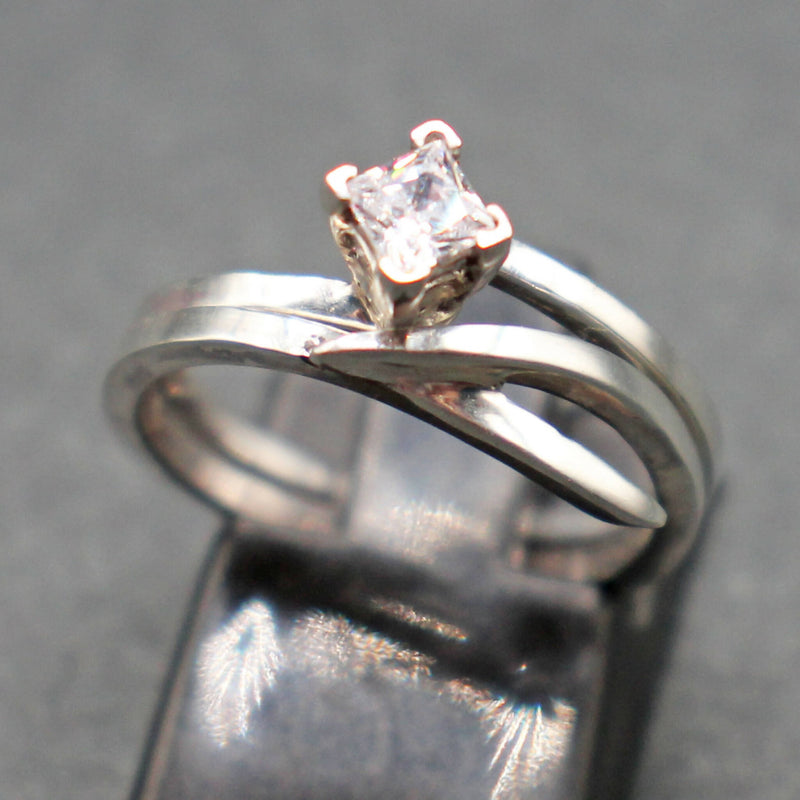 Jake: Silver with solitaire cz bridal set rings