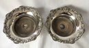 Victorian pair of silver plated bottle coasters with applied rims of trailing vines.
