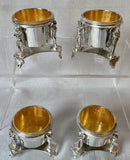 Napoleon Bonaparte Set of Four Silver Plated & Gilded Trefoil Salts. R. M. Johnson & Co. Sheffield circa 1880.