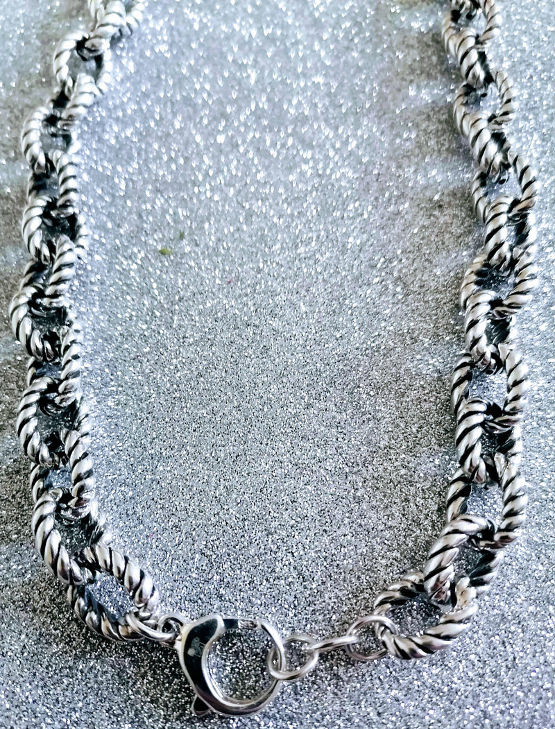 New Sterling Silver Statement Link Necklace - Size 20"