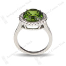 Platinum Fine Green Tourmaline & Diamond Cluster Ring