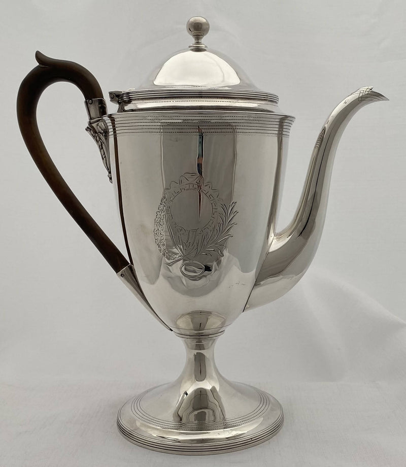 Georgian, George III, Silver Coffee Pot, London 1795 Henry Chawner. 23 troy ounces.