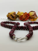 New Ruby (Rnd) Beads Necklace (Size 20) in Platinum Overlay Sterling Silver