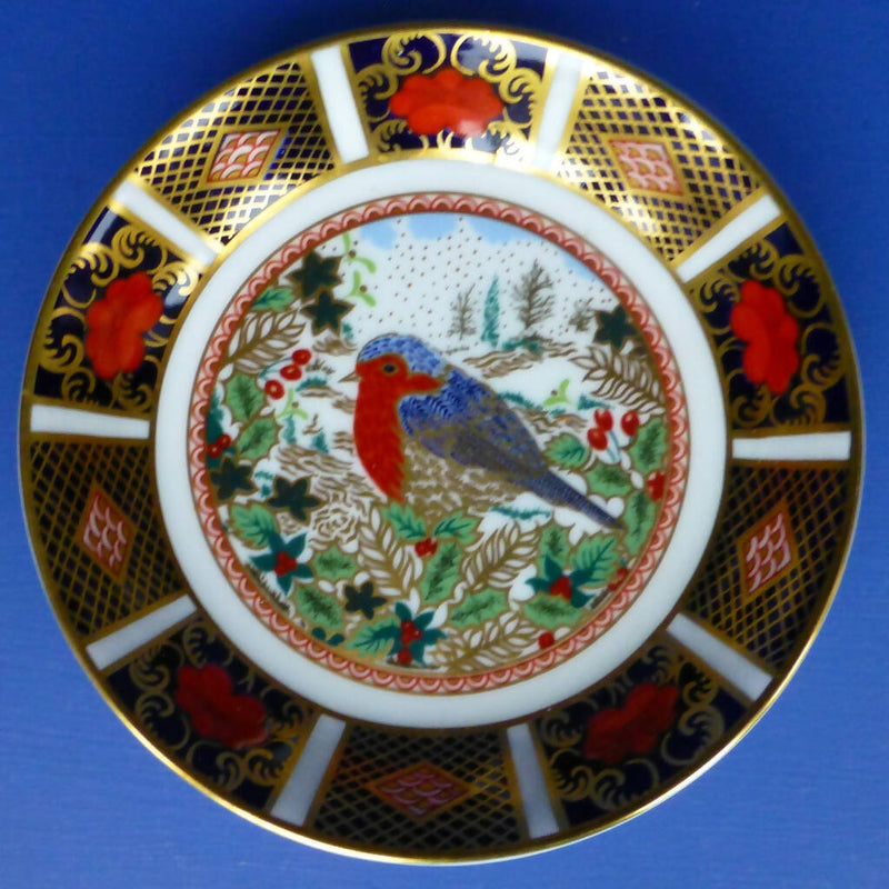 Royal Crown Derby Old Imari 1128 Christmas Robin Tray (Boxed)