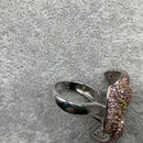 Silver and crystal paste cocktail ring