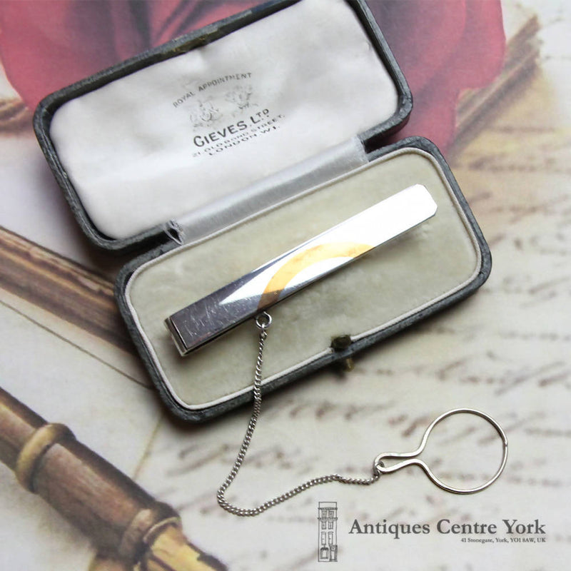 Continental Silver Tie Slide with Gold Crescent