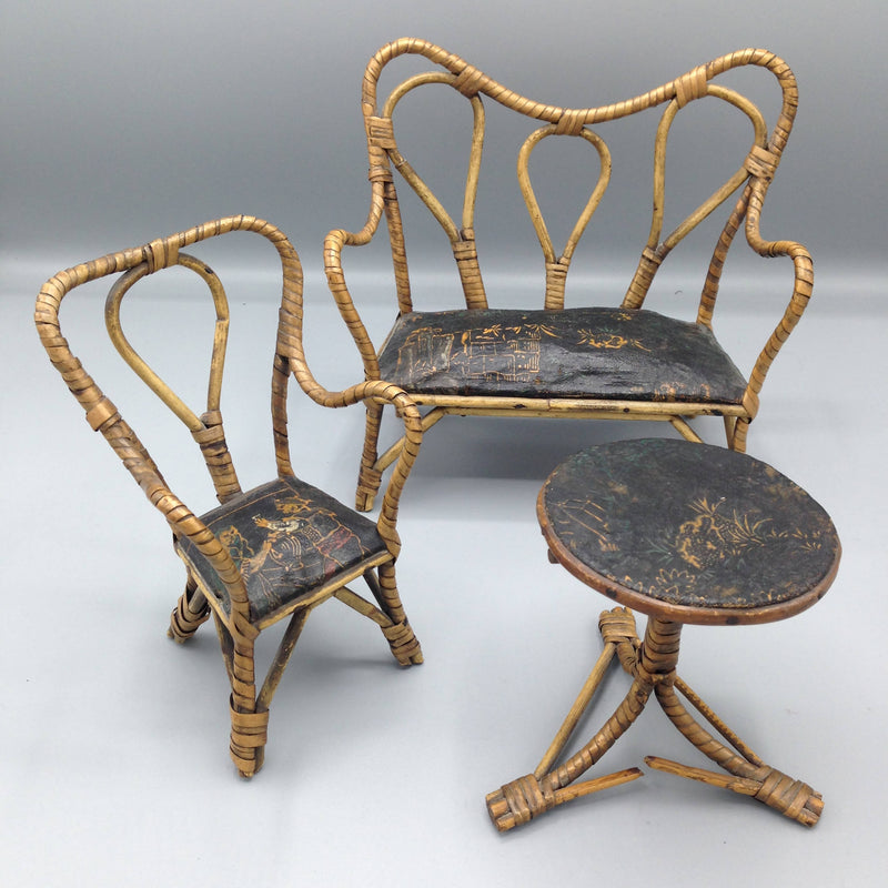 Victorian cane doll's furniture