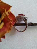 New Ruby and Cambodian Zircon 925 Sterling Silver with Platinum Overlay Ring (Size O)