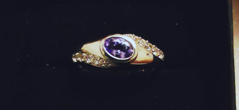 New Tanzanite and Zircon 925 Sterling Silver Ring (Size O)