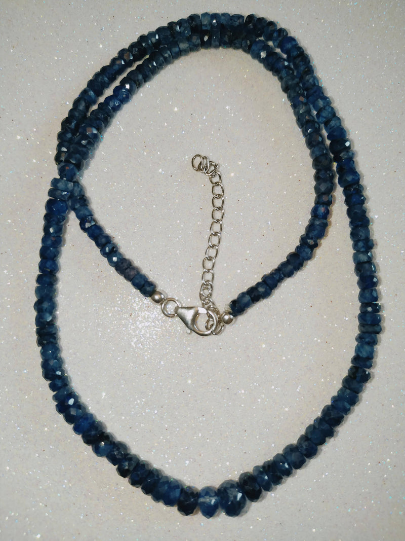 New Sapphire (Rnd) Adjustable Necklace (Size 18 with 2 inch Extender) in Sterling Silver with Lobster Lock 100.00 Ct.