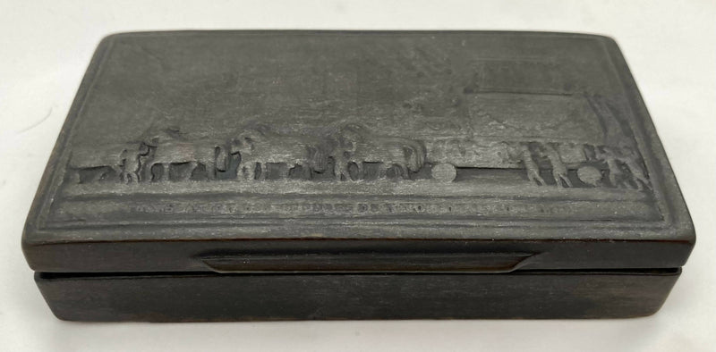 1840 Paris Funeral Procession of Napoleon Bonaparte Pressed Horn Snuff Box.