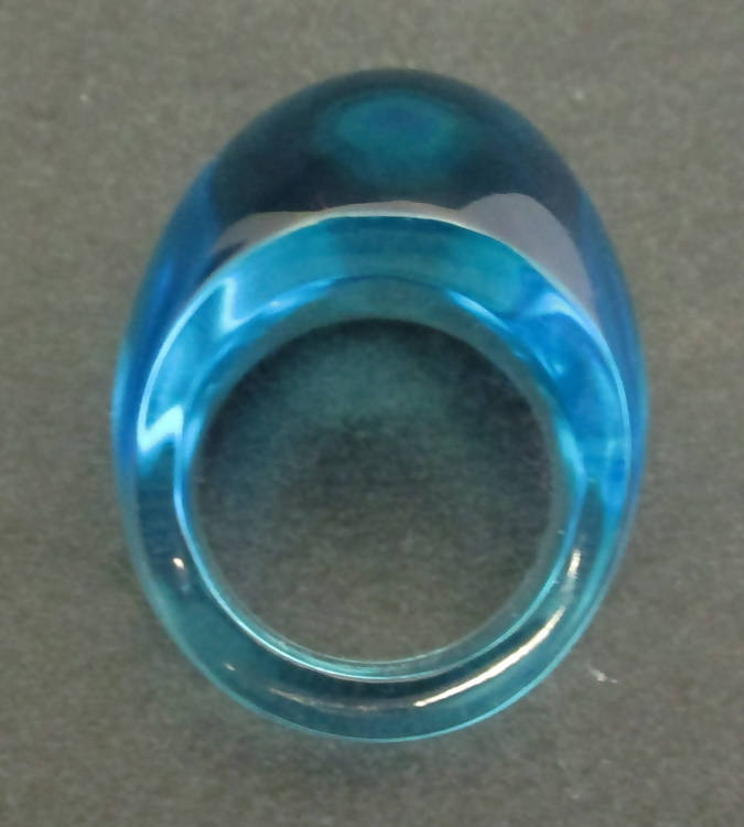 Lalique light blue crystal cabochon ring, size L