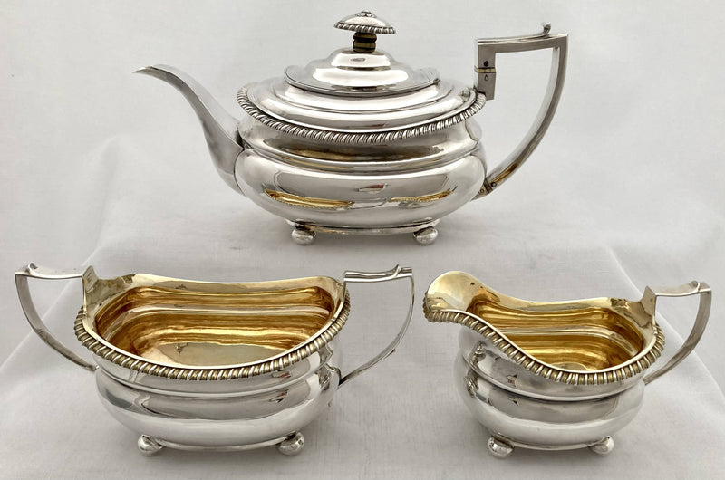 Georgian, George III, Silver Tea Set. London 1816 Rebecca Emes & Edward Barnard I. 37 troy ounces.