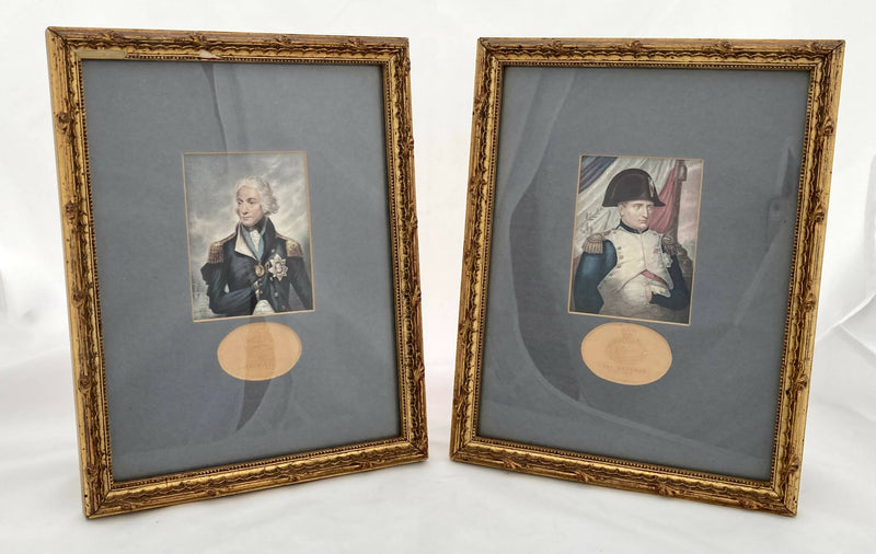 Pair of Gilt Framed Prints of Lord Nelson & The Emperor Napoleon, After Baxter.