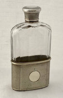 Edwardian Silver Plate & Faceted Glass Hip Flask. Asprey of Bond Street.