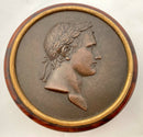 Napoleon Bonaparte Wooden Snuff Box Inset With A Bronze Medallion.