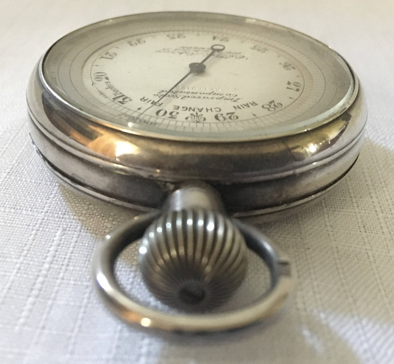 Asprey silver travel pocket barometer. Hallmarked for London 1892 by Barnett & Scott.