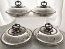 Georgian Set of Four Old Sheffield Plate Circular Entree Dishes & Covers, circa 1810 - 1830.